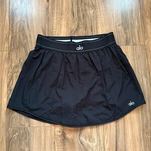ALO Yoga Black Circle Skirt with Elastic Logo Waistband